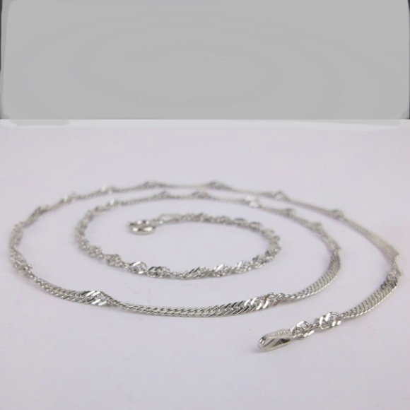 New Sterling Silver Italian Helix Chain Necklace 18" - Picture 1 of 2